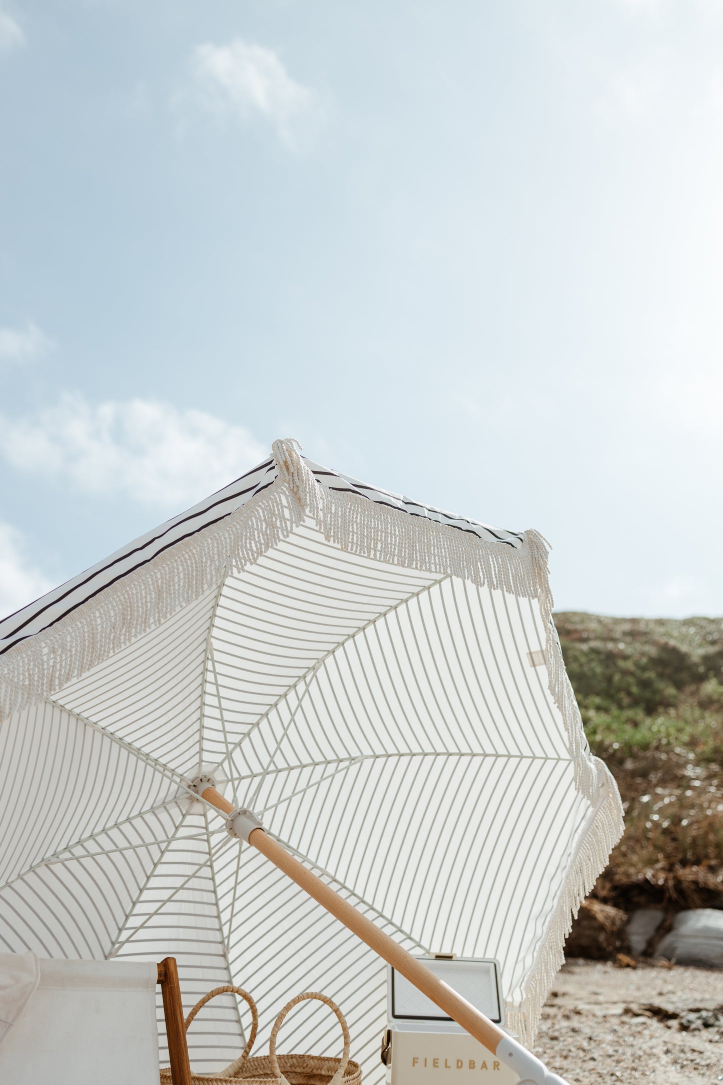 Black Amalfi Striped Premium Beach Umbrella